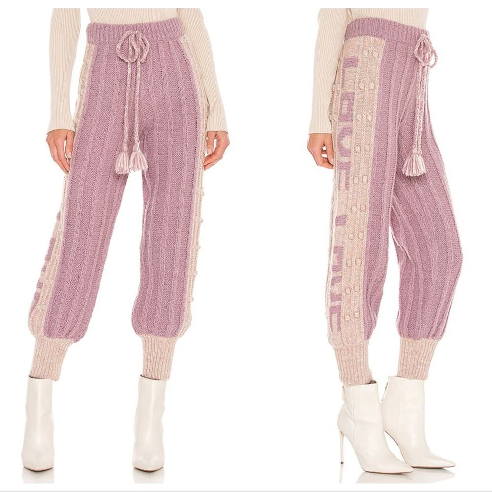 LoveShackFancy Landana Knit Joggers in Muscat Grape Size S NWT